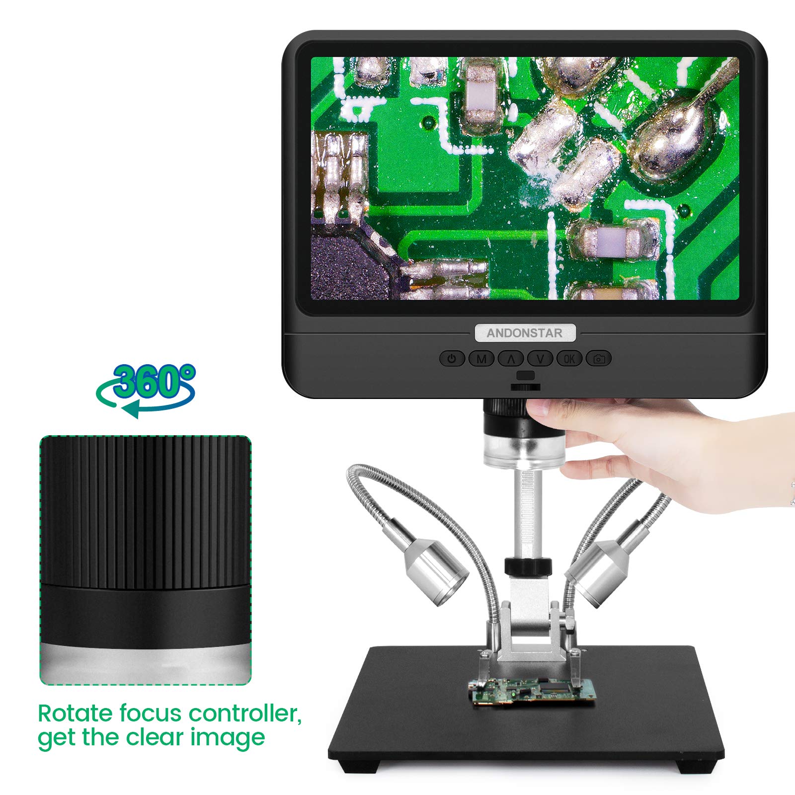Andonstar Ad208 Coin Microscope With 8.5 Inch Screen 260X Lcd Lab Handheld Usb Digital Microscopes For Pcb Repair Soldering Coin